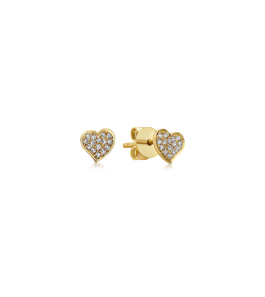 Diamond Heart Stud Earring - 14K Yellow Gold - OLIVE & CHAIN Fine Jewelry