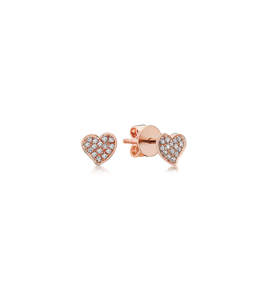 Diamond Heart Stud Earring - 14K Rose Gold - OLIVE & CHAIN Fine Jewelry