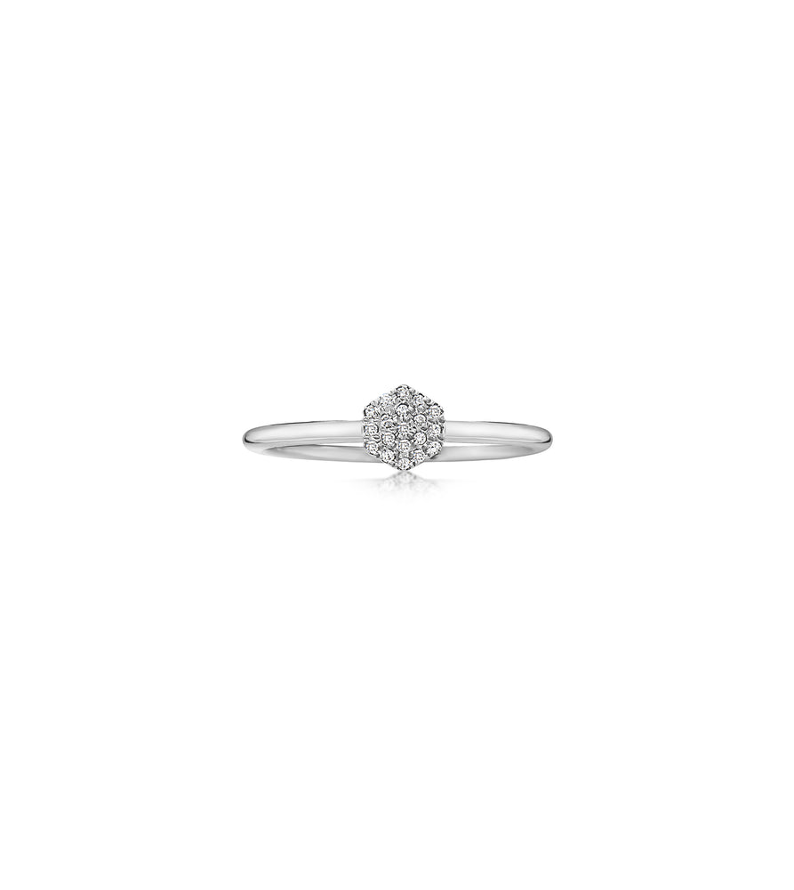 Diamond Hexagon Ring - 14K White Gold / 5 - Olive & Chain Fine Jewelry