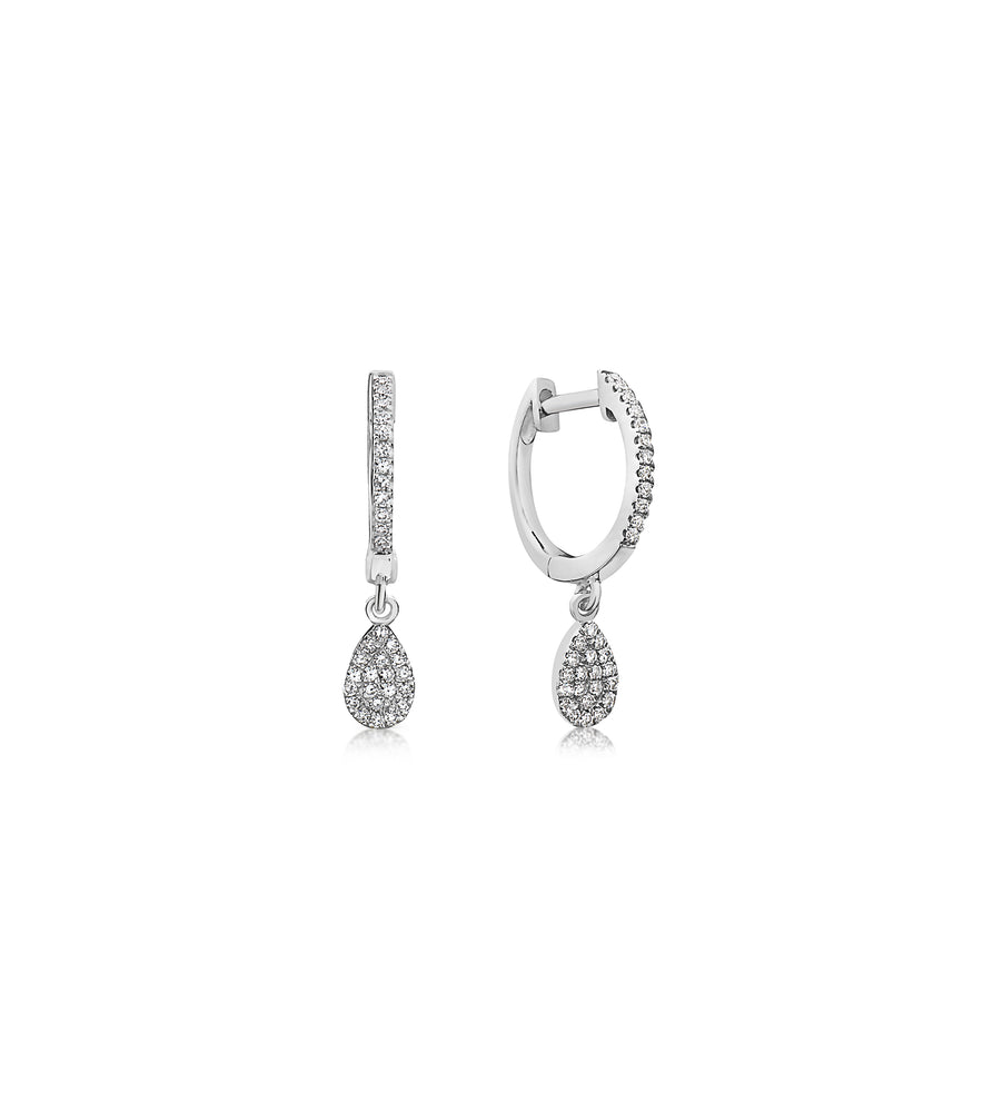 Diamond Pear Dangle Earring - 14K White Gold / Pair - Olive & Chain Fine Jewelry