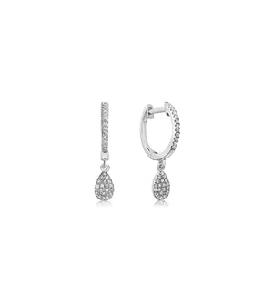 Diamond Pear Dangle Earring - 14K White Gold / Pair - Olive & Chain Fine Jewelry