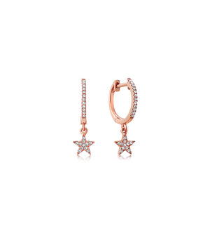 Diamond Star Dangle Earring - 14K Rose Gold / Pair - Olive & Chain Fine Jewelry