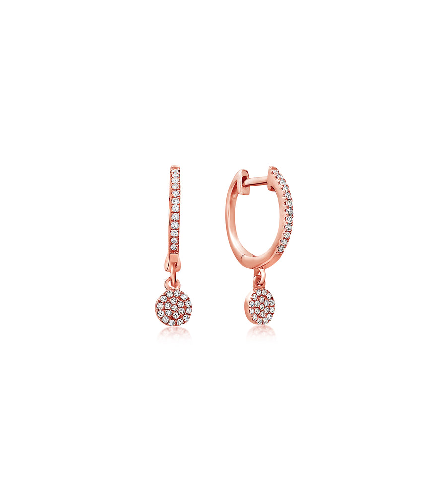 Diamond Disc Dangle Earring - 14K Rose Gold / Pair - Olive & Chain Fine Jewelry