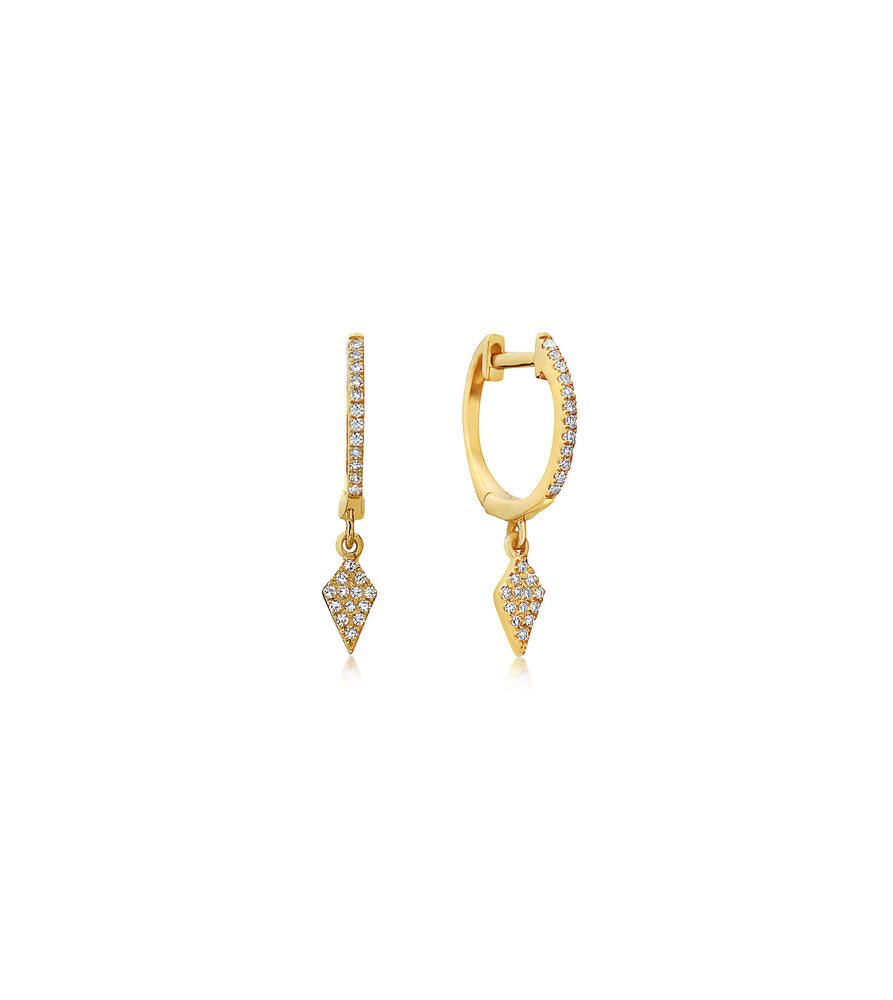 Diamond Kite Dangle Earring - 14K Yellow Gold / Pair - OLIVE & CHAIN Fine Jewelry
