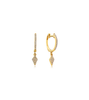 Diamond Kite Dangle Earring - 14K Yellow Gold / Pair - OLIVE & CHAIN Fine Jewelry