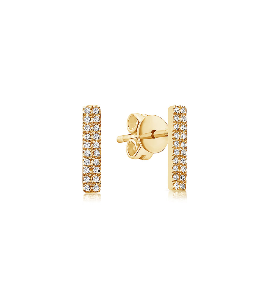 Diamond Bar Stud Earring - 14K Yellow Gold / Pair - Olive & Chain Fine Jewelry