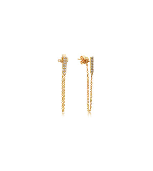 Diamond Bar Chain Stud Earring - 14K Yellow Gold / Pair - OLIVE & CHAIN Fine Jewelry