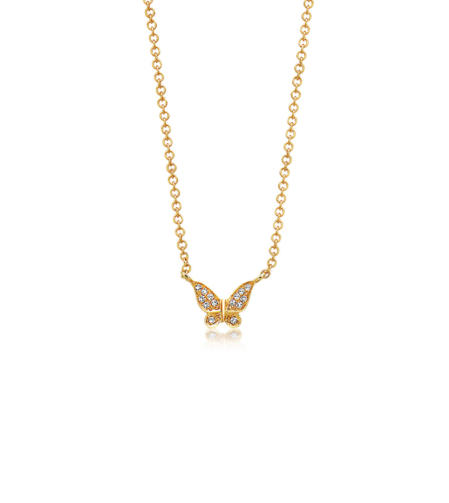 Diamond Butterfly Necklace - 14K Yellow Gold - OLIVE & CHAIN Fine Jewelry