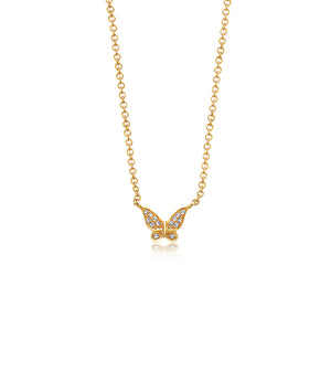 Diamond Butterfly Necklace - 14K Yellow Gold - OLIVE & CHAIN Fine Jewelry