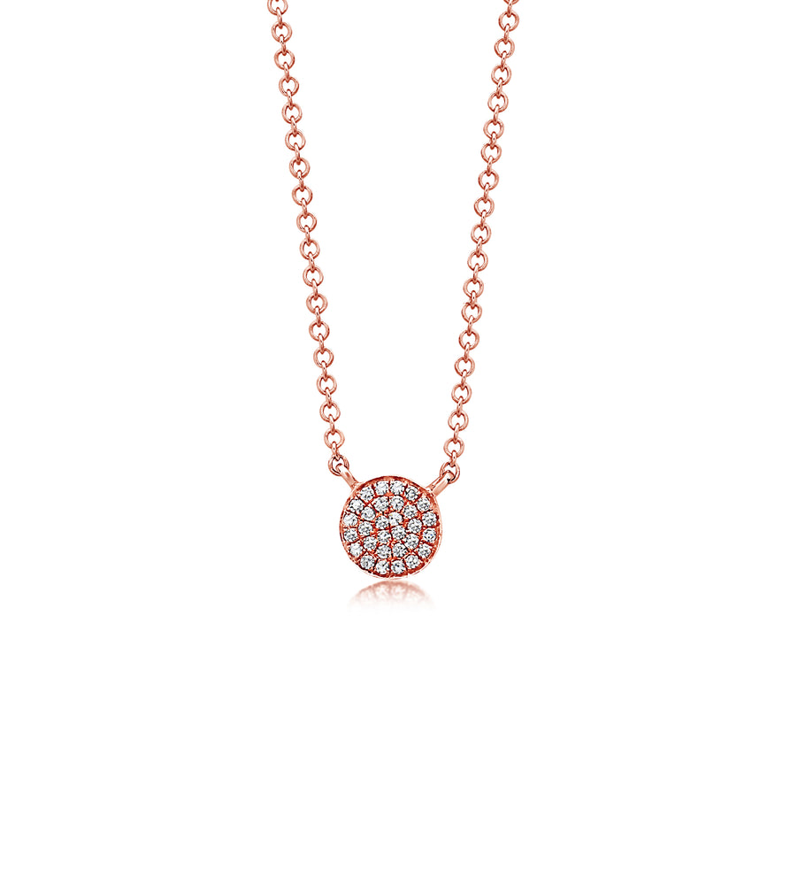 Diamond Disc Necklace - 14K Rose Gold - Olive & Chain Fine Jewelry