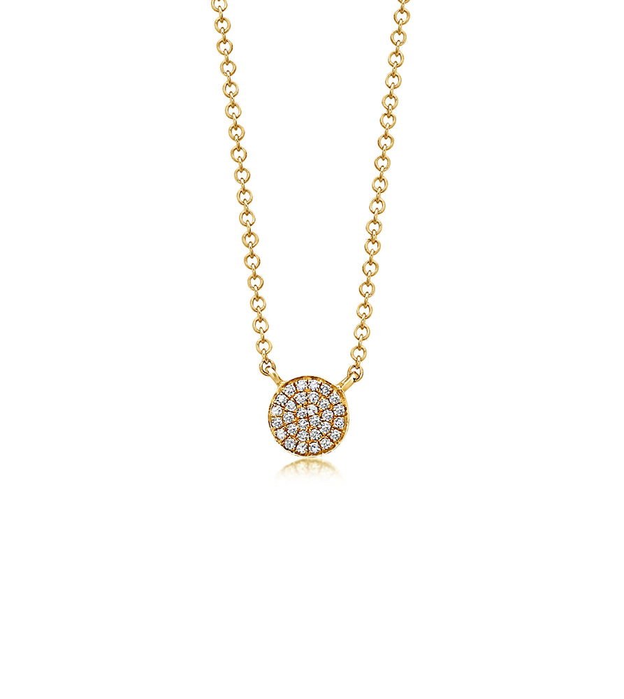Diamond Disc Necklace - 14K Yellow Gold - Olive & Chain Fine Jewelry
