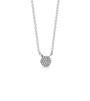 Diamond Hexagon Necklace - 14K White Gold - Olive & Chain Fine Jewelry