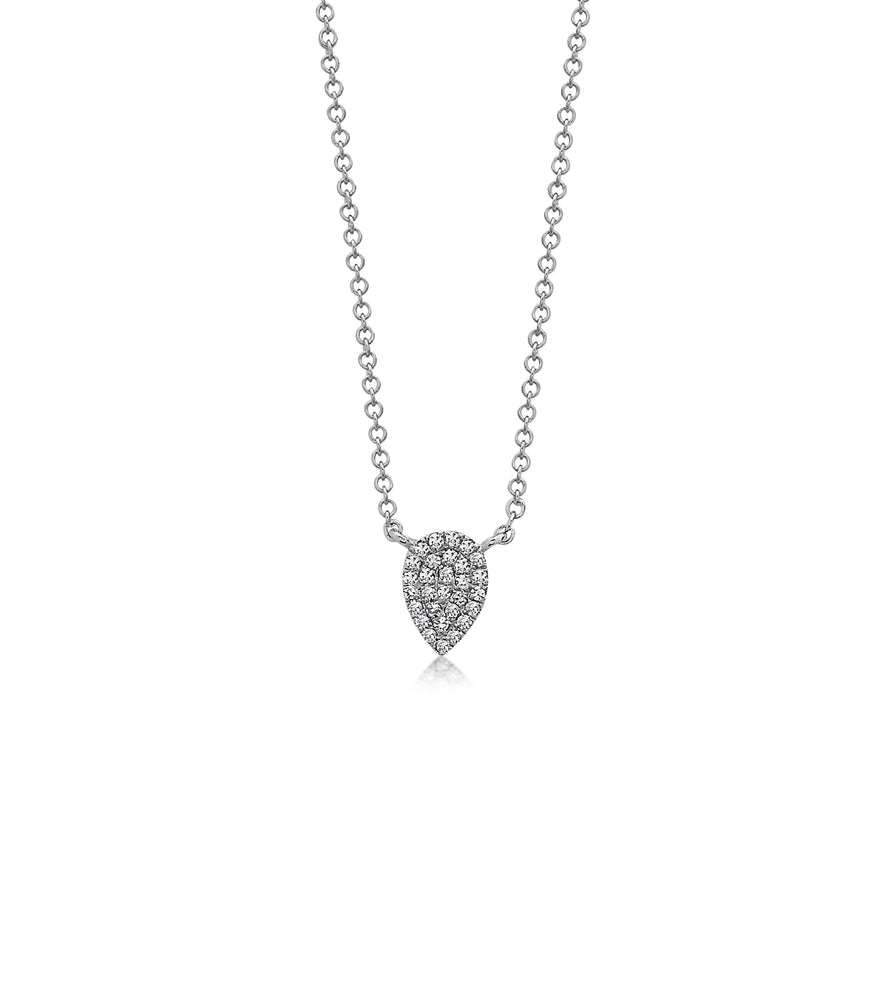 Diamond Pear Necklace - 14K White Gold - Olive & Chain Fine Jewelry