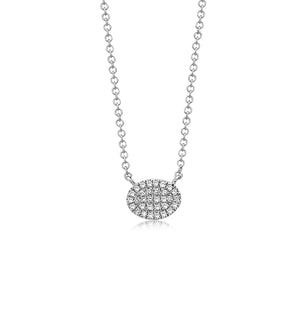Diamond Oval Necklace - 14K White Gold - Olive & Chain Fine Jewelry