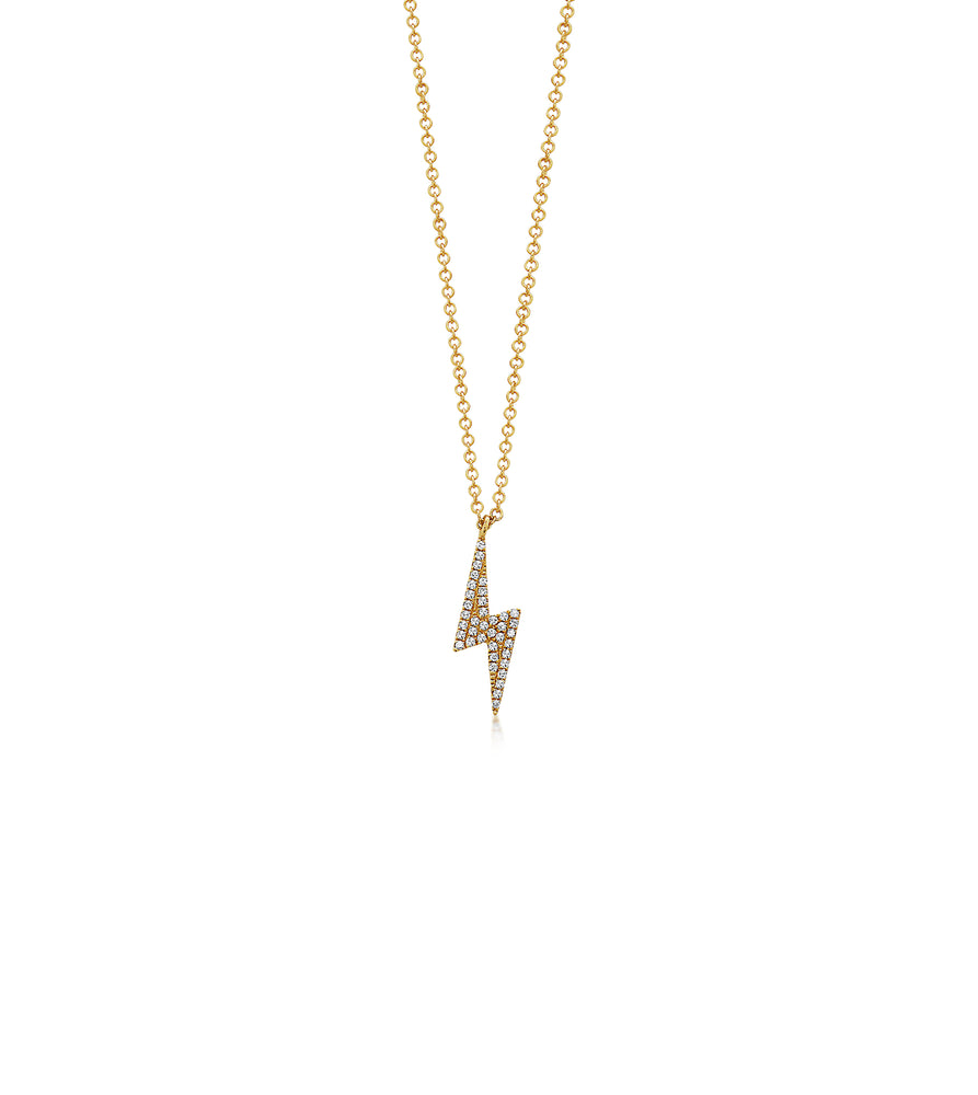 Diamond Lightning Bolt Necklace - 14K Yellow Gold - OLIVE & CHAIN Fine Jewelry