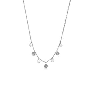 Diamond Charm Disc Necklace - 14K White Gold - OLIVE & CHAIN Fine Jewelry