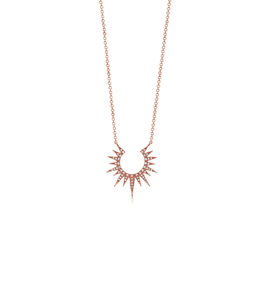 Diamond Sunburst Necklace - 14K Rose Gold - Olive & Chain Fine Jewelry