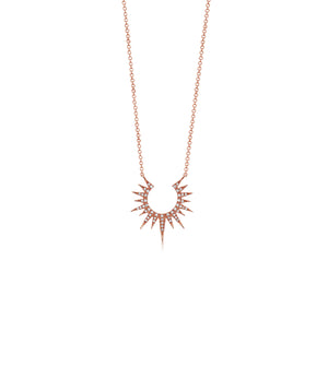 Diamond Sunburst Necklace - 14K Rose Gold - Olive & Chain Fine Jewelry