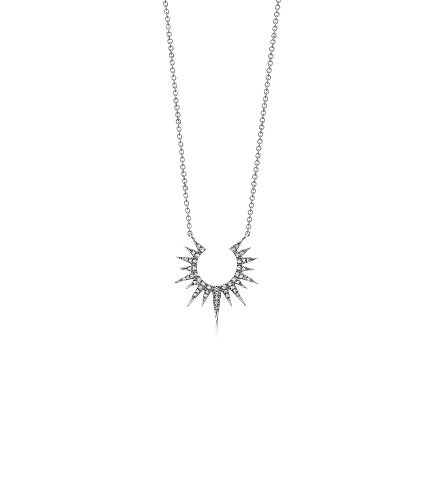 Diamond Sunburst Necklace - 14K White Gold - Olive & Chain Fine Jewelry