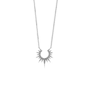 Diamond Sunburst Necklace - 14K White Gold - Olive & Chain Fine Jewelry