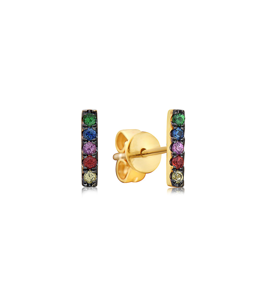 Rainbow Bar Stud Earring - 14K Yellow Gold - Olive & Chain Fine Jewelry