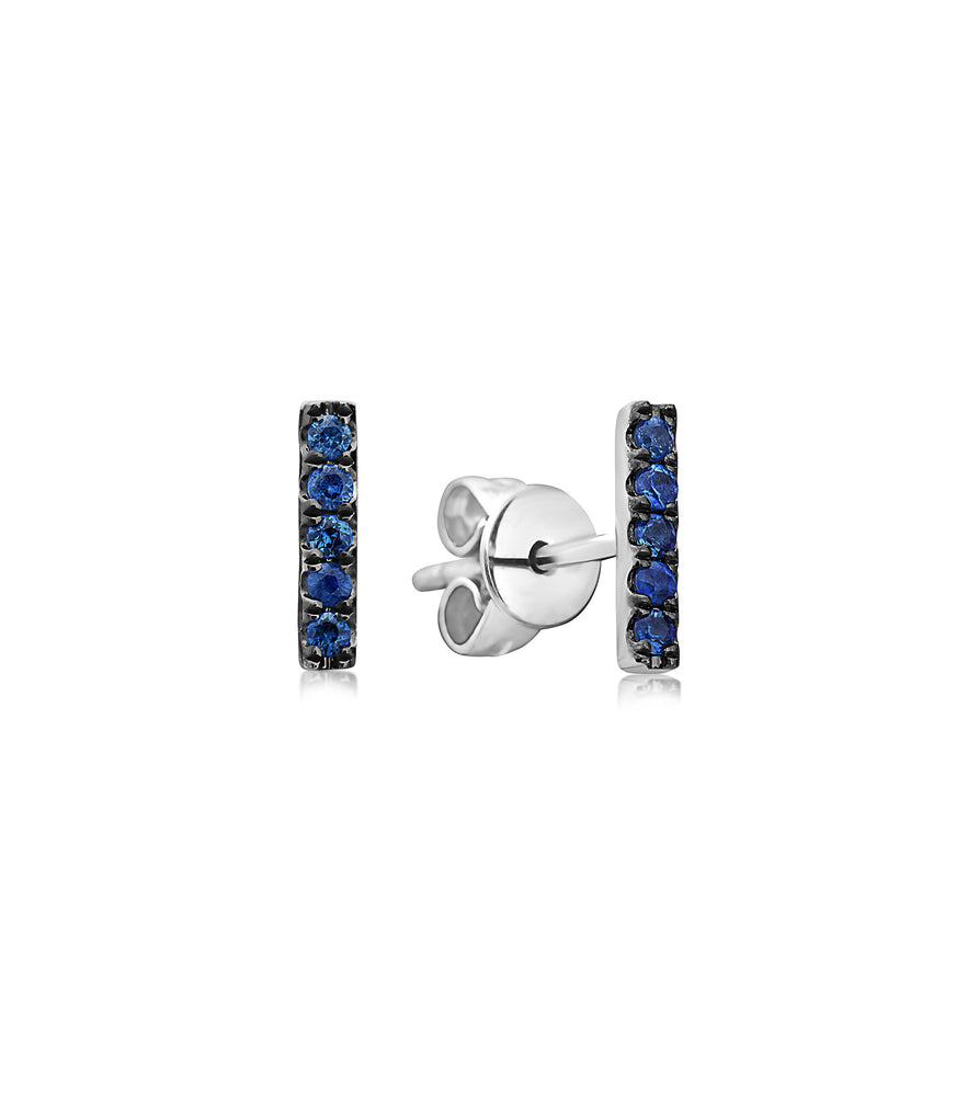Sapphire Bar Stud Earring - 14K White Gold - Olive & Chain Fine Jewelry