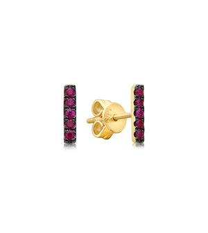 Ruby Bar Stud Earring - 14K Yellow Gold - Olive & Chain Fine Jewelry