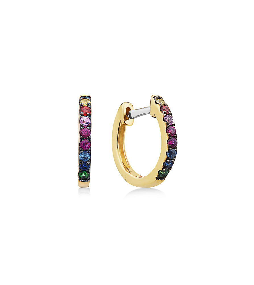 Rainbow Huggie Earring - 14K Yellow Gold - Olive & Chain Fine Jewelry