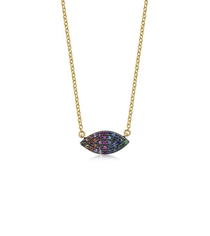 Rainbow Marquise Necklace - 14K Yellow Gold - Olive & Chain Fine Jewelry