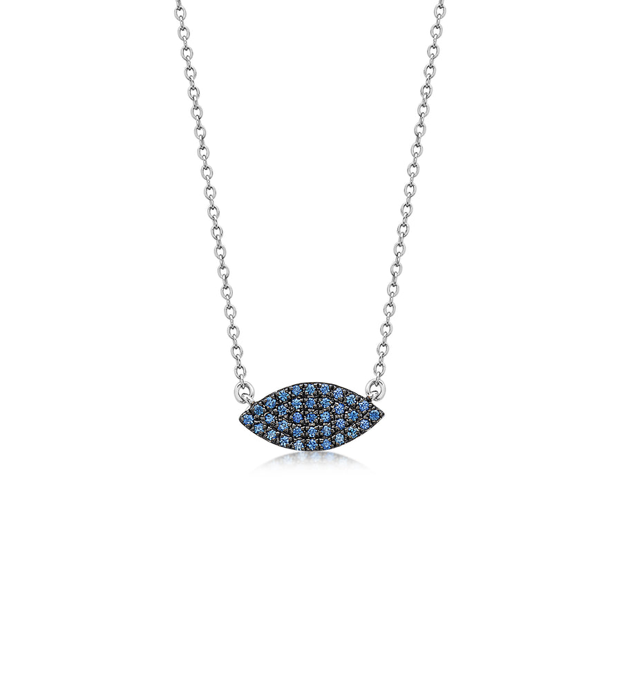 Sapphire Marquise Necklace - 14K White Gold - Olive & Chain Fine Jewelry