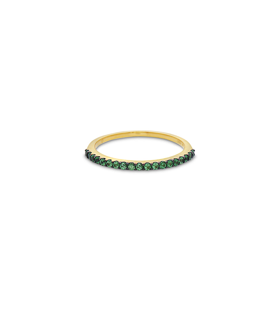 Tsavorite Stackable Band - 14K Yellow Gold / 5 - Olive & Chain Fine Jewelry