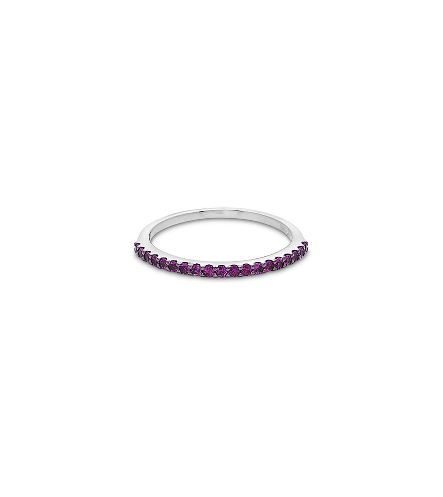 Pink Sapphire Stackable Band - 14K White Gold / 5 - Olive & Chain Fine Jewelry