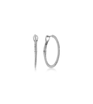 Diamond Slim Hoop Earring - 14K White Gold / Standard - Olive & Chain Fine Jewelry