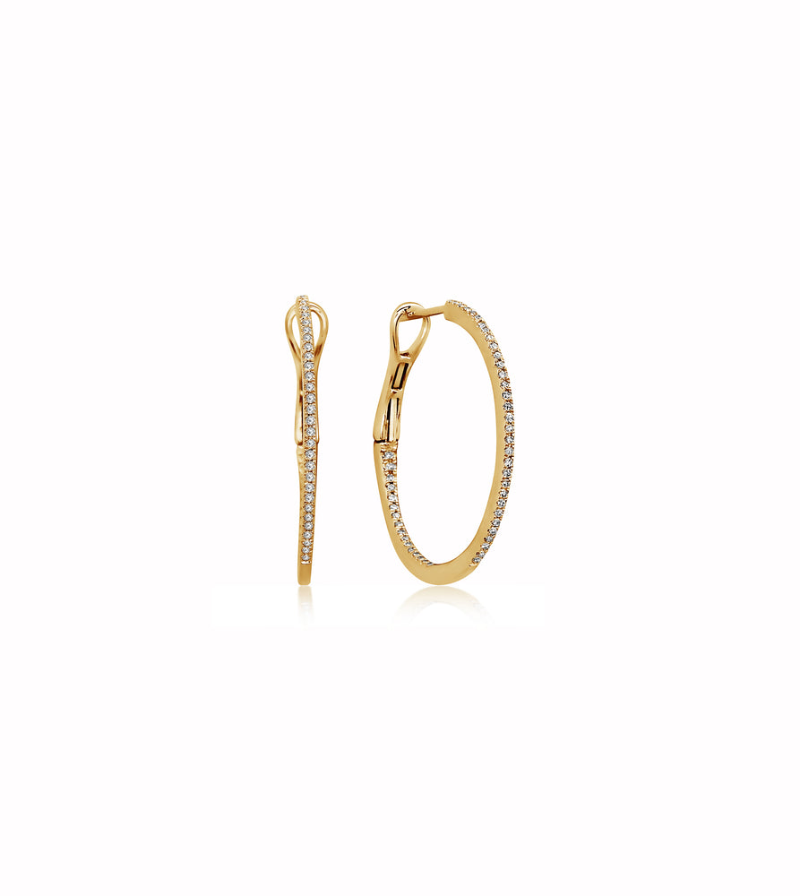 Diamond Slim Hoop Earring - 14K Yellow Gold / Standard - Olive & Chain Fine Jewelry