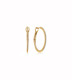Diamond Slim Hoop Earring - 14K Yellow Gold / Standard - Olive & Chain Fine Jewelry