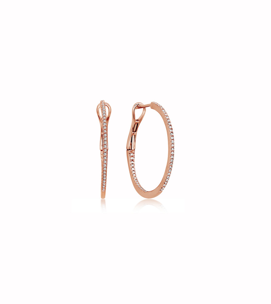 Diamond Slim Hoop Earring - 14K Rose Gold / Standard - Olive & Chain Fine Jewelry