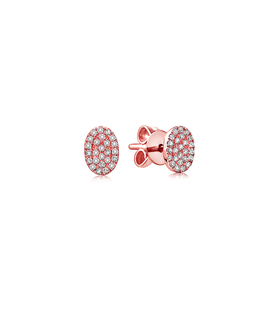 Diamond Oval Stud Earring - 14K Rose Gold / Small / Pair - Olive & Chain Fine Jewelry