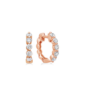 Diamond Single Prong Huggie Earring - 14K Rose Gold - OLIVE & CHAIN Fine Jewelry