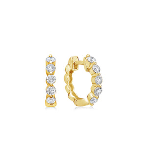 Diamond Single Prong Huggie Earring - 14K Yellow Gold - Olive & Chain Fine Jewelry