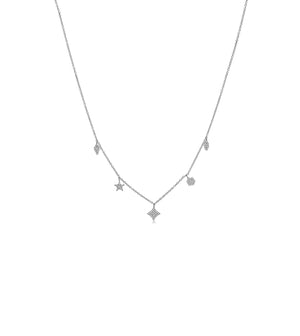 Diamond Mix Shape Dangle Necklace - 14K White Gold - Olive & Chain Fine Jewelry