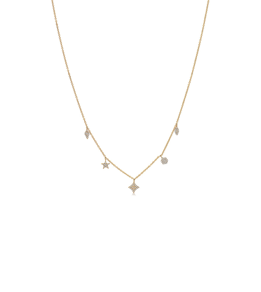 Diamond Mix Shape Dangle Necklace - 14K Yellow Gold - Olive & Chain Fine Jewelry