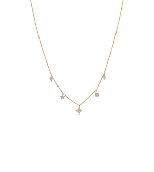 Diamond Mix Shape Dangle Necklace - 14K Yellow Gold - Olive & Chain Fine Jewelry
