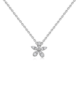 Diamond Flower Necklace - 14K White Gold - Olive & Chain Fine Jewelry