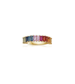 Rainbow Sapphire Baguette Band - 14K Yellow Gold / 5 - Olive & Chain Fine Jewelry