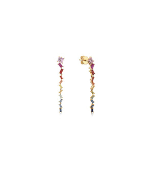 Rainbow Sapphire Drop Earring - 14K Yellow Gold - Olive & Chain Fine Jewelry