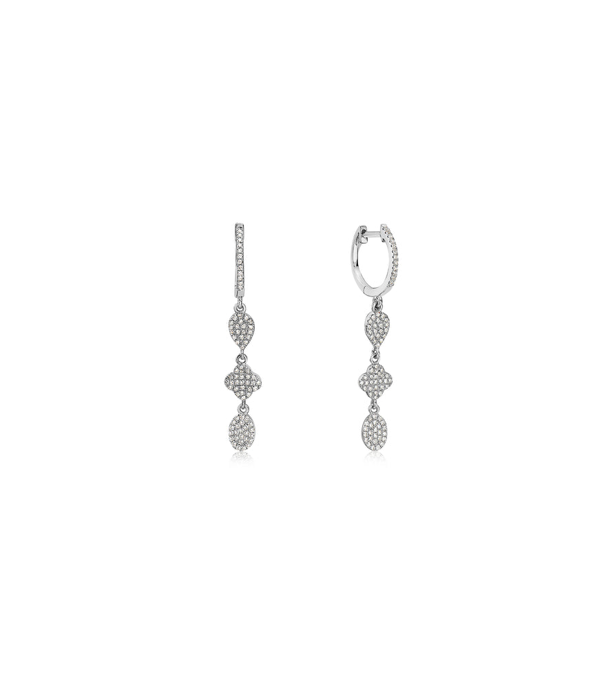 Diamond Charm Drop Earring - 14K White Gold - Olive & Chain Fine Jewelry
