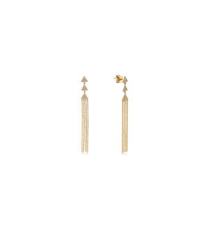 Diamond Triangle Tassel Earring - 14K Yellow Gold - OLIVE & CHAIN Fine Jewelry
