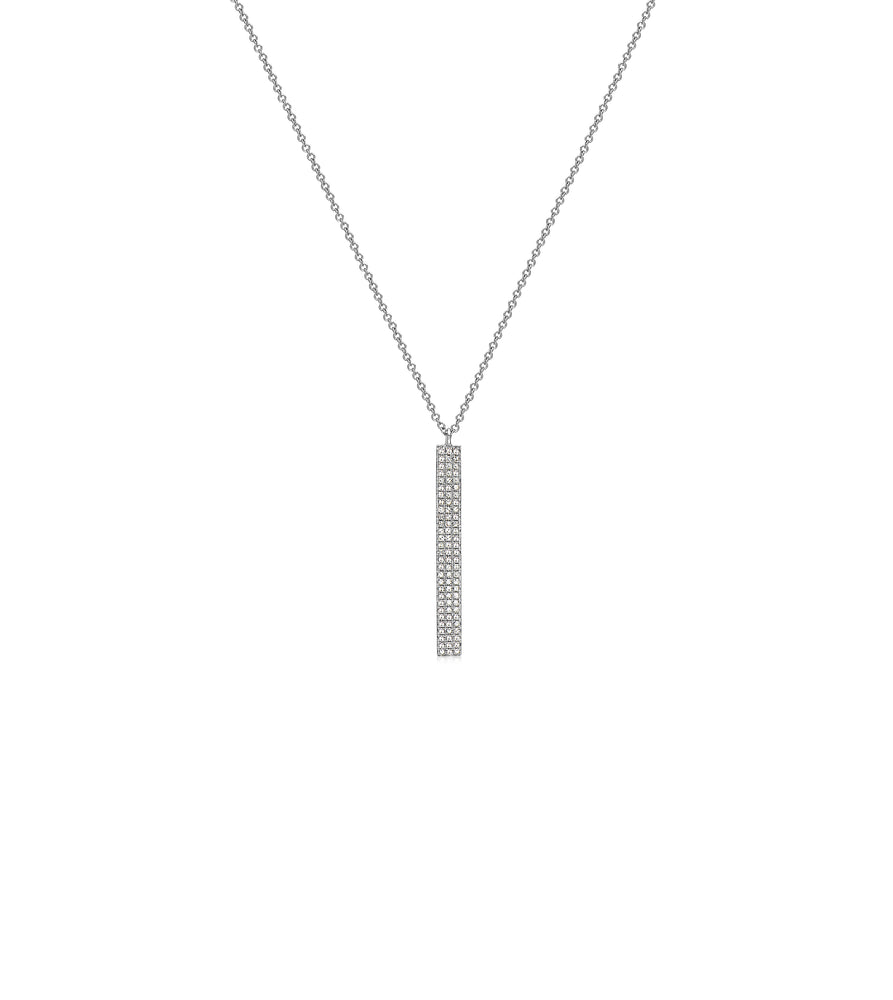 Diamond Vertical Bar Necklace - 14K White Gold - OLIVE & CHAIN Fine Jewelry