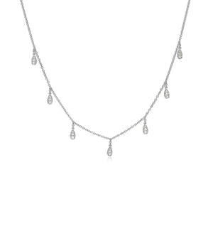Diamond Pear Dangle Necklace - 14K White Gold - Olive & Chain Fine Jewelry