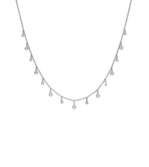 Diamond Round Dangle Necklace - 14K White Gold - Olive & Chain Fine Jewelry